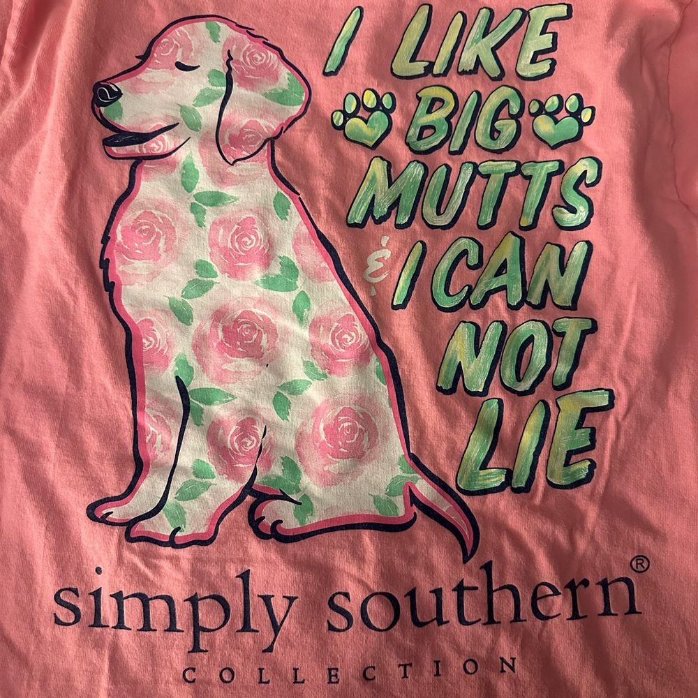 Simply Southern Pink Tee with Floral Dog Design